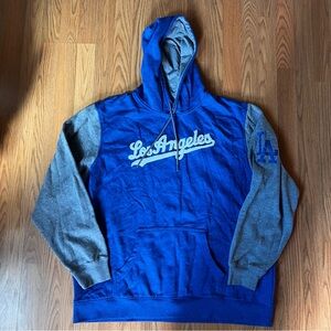 Dodgers Blue Gray Los Angeles Hoodie LA Logo Mens Size XXL Classic Baseball Soft